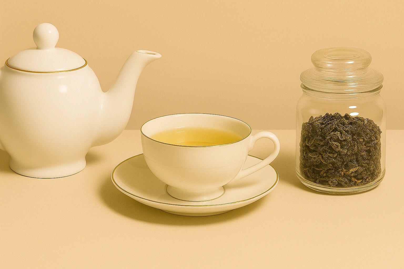 Oolong Tee mit Teetasse und losem Tee - Hintergrund